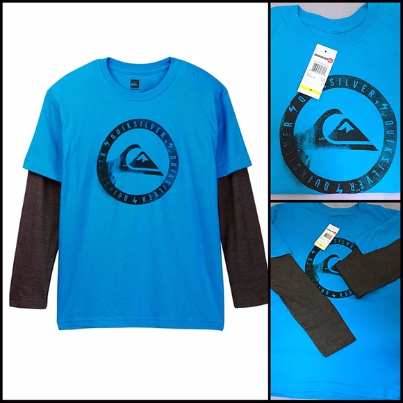 QUICKSILVER BOY’S LONG SLEEVES TEE HAWAII SURFER VACATION BLUE KNIT TOP T-SHIRT - Picture 6 of 7